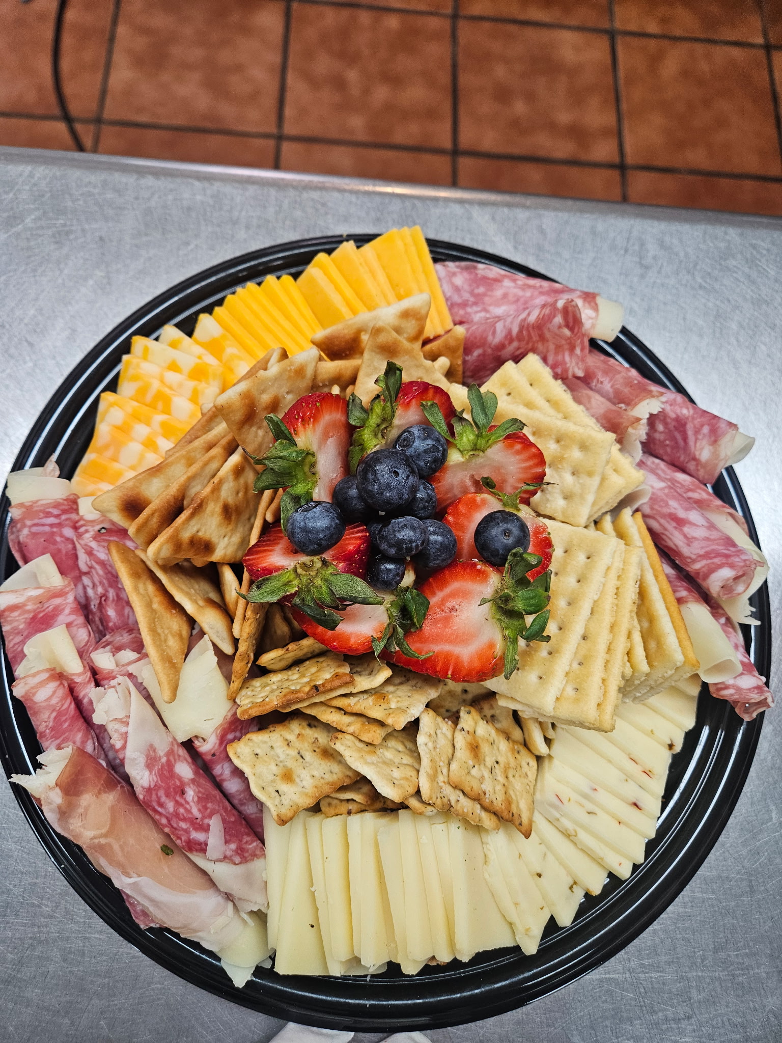 Cheese and charcuterie catering platter