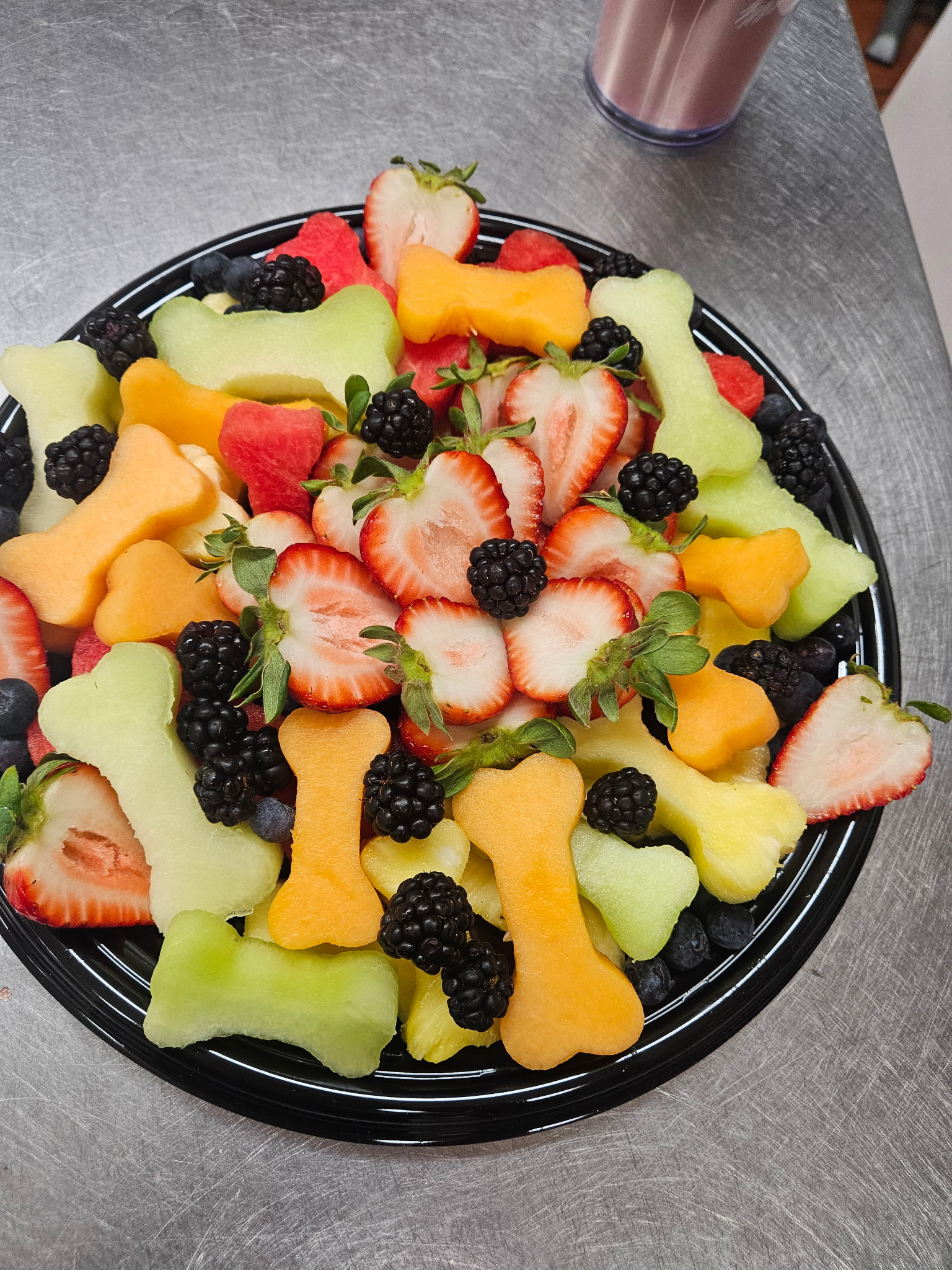 Dog bone shaped fruit platter
