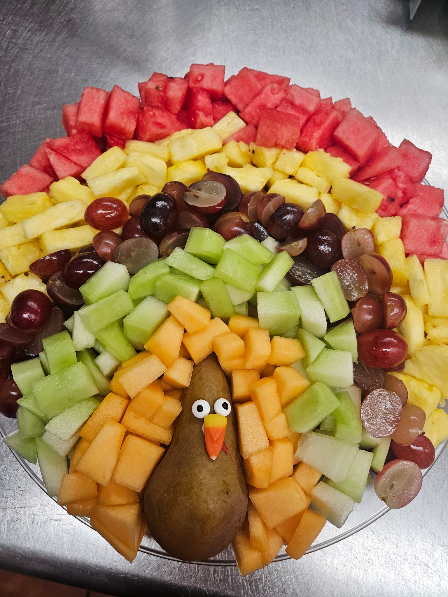 Turkey-shaped fruit platter
