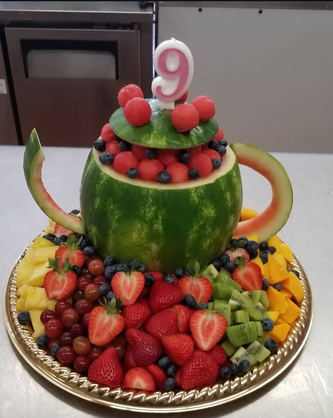 Birthday watermelon teapot arrangement